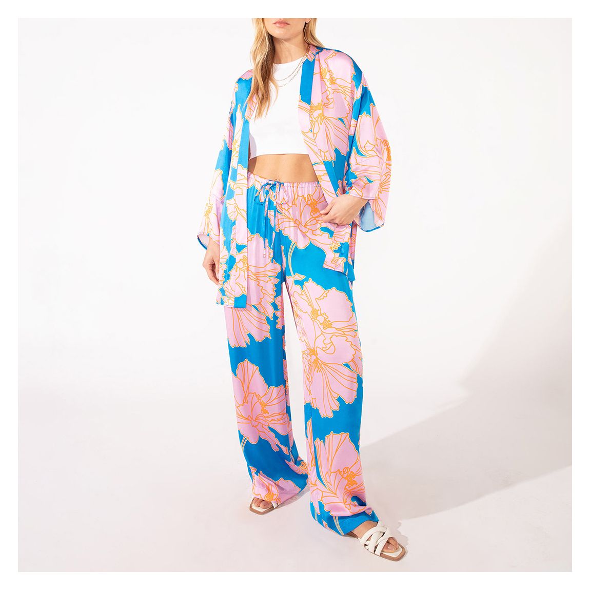 Blue/Pink Floral Trousers main product photo
