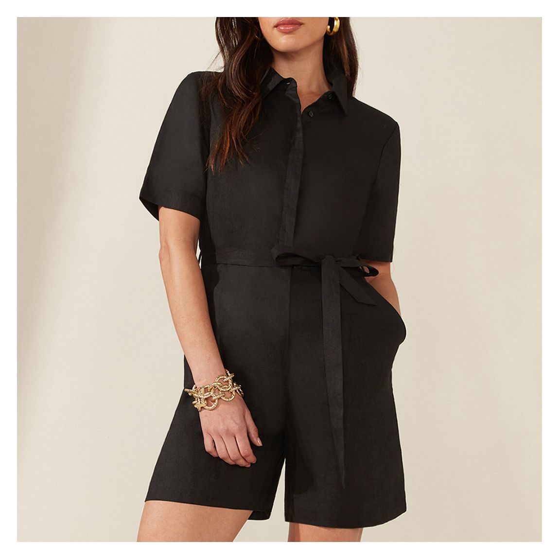 Black Linen Playsuit main product photo