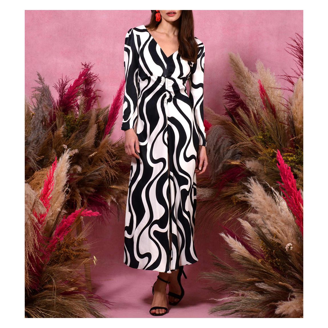 White/Black Mono Swirl Dress main product photo