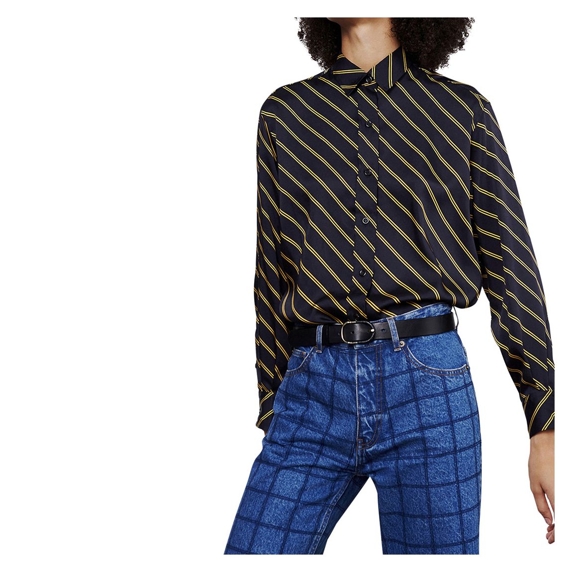 Navy Stripe Collared Blouse main product photo
