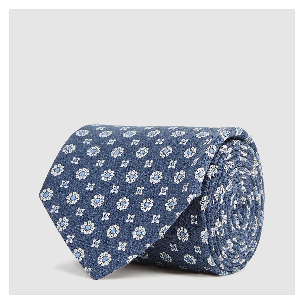 Blue Budelli Floral Print Silk Tie main product photo
