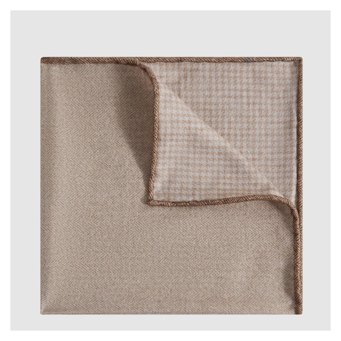 Beige Pelagie Reversible Cotton Pocket Square main product photo