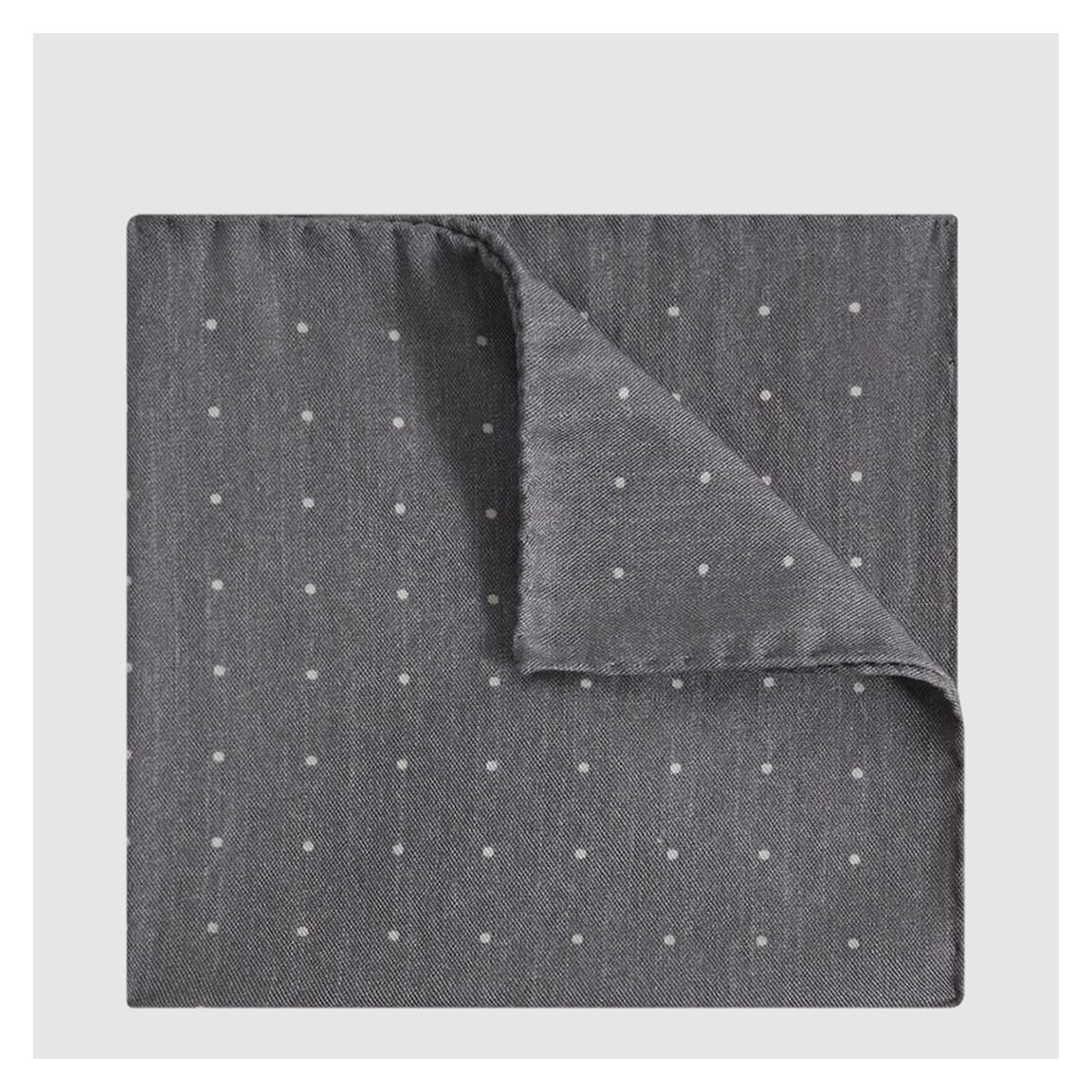 Grey Tuscan Polka Dot Wool Blend Pocket Square main product photo