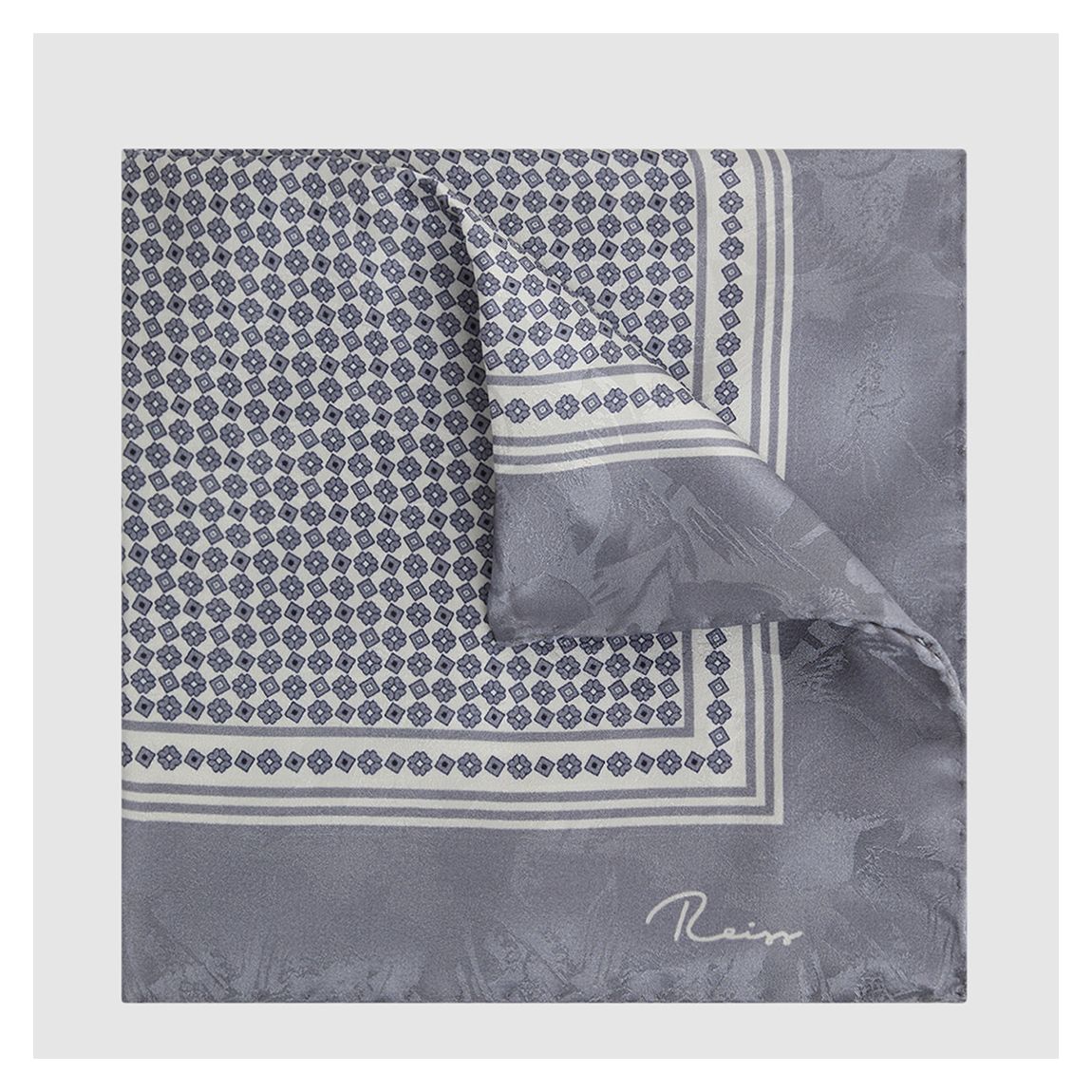 Grey Martino Floral Silk Pocket Square main product photo