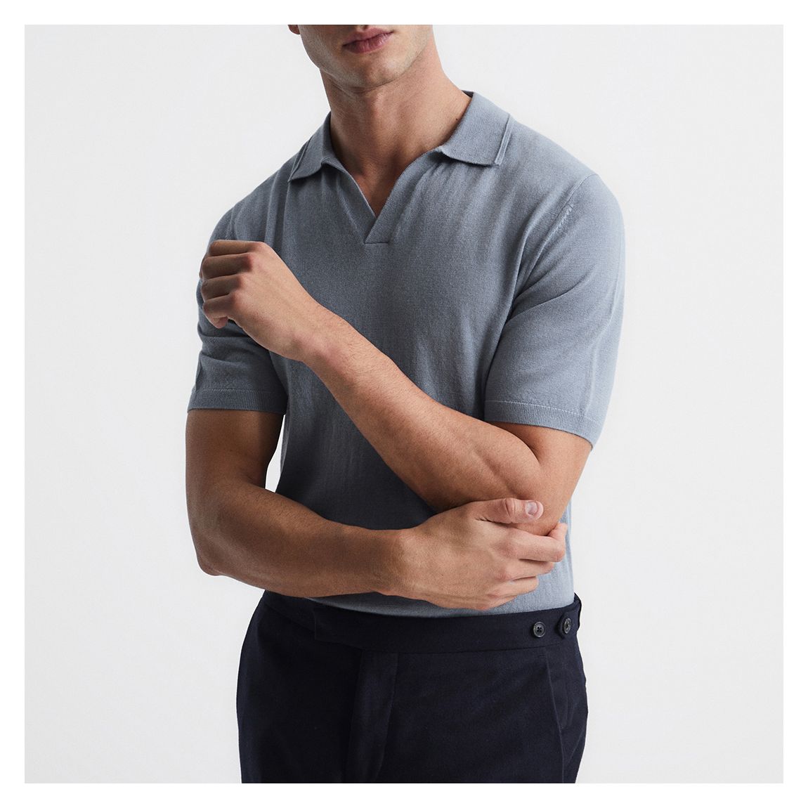 Blue Duchie Open Collar Wool Polo Shirt main product photo