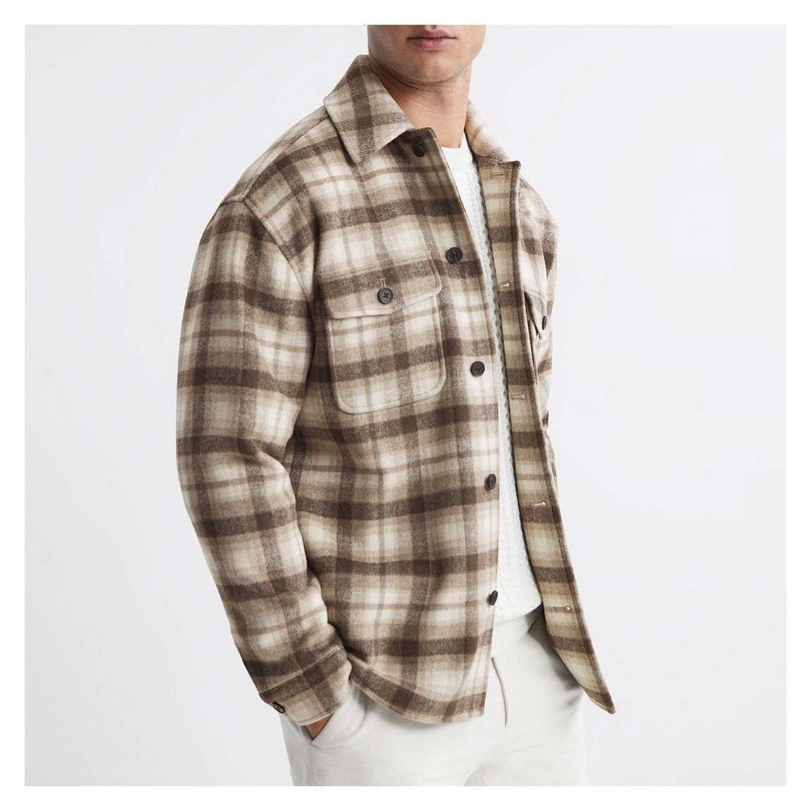 Sand Mack Wool Blend Check Overshirt main product photo