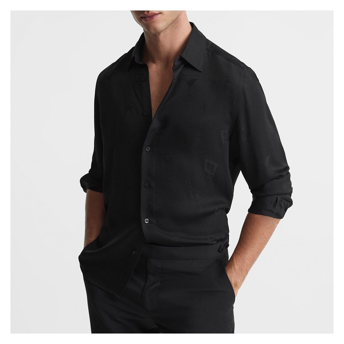 Black Cocktail Long Sleeve Shirt main product photo