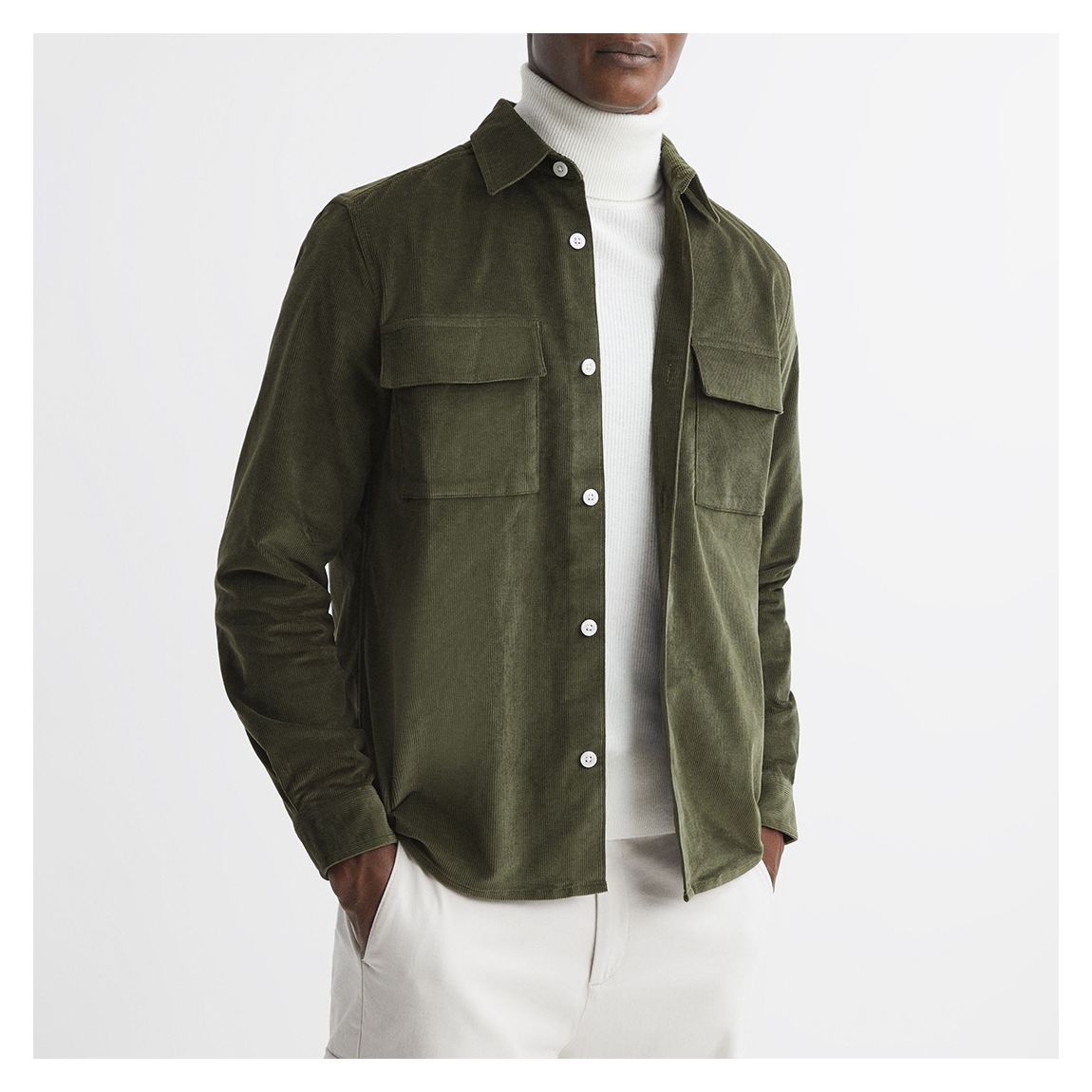 Khaki Colins Cotton Blend Overshirt main product photo