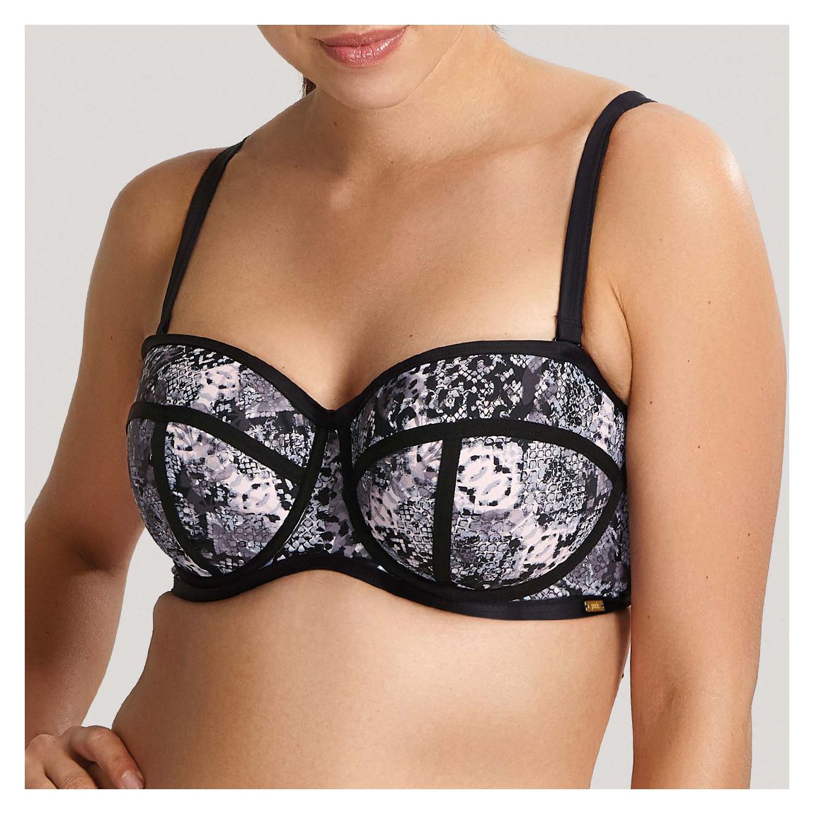 Black Snake Print Jolee Bandeau Bikini Top main product photo