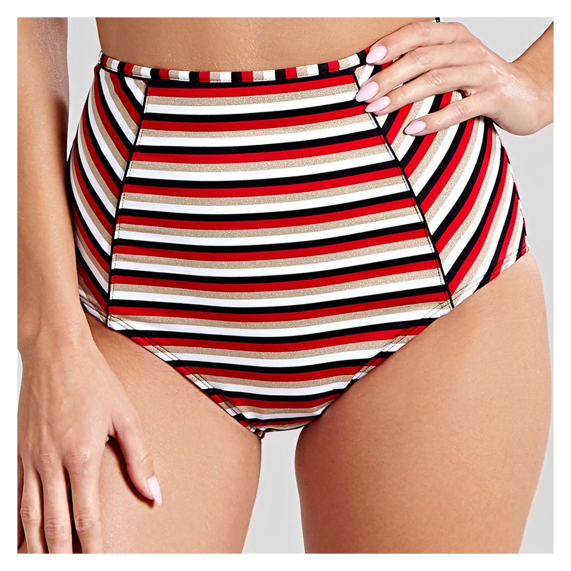 Multi Stripe Summer High Waist Bikini Brief main product photo
