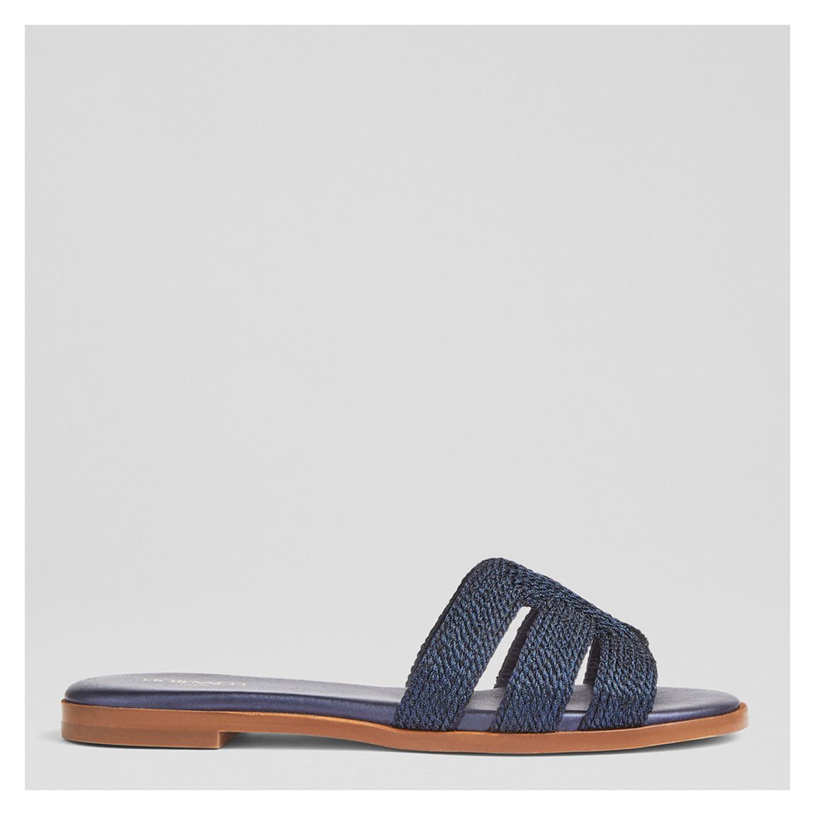 Navy Leather Riley Flat Sandals main product photo