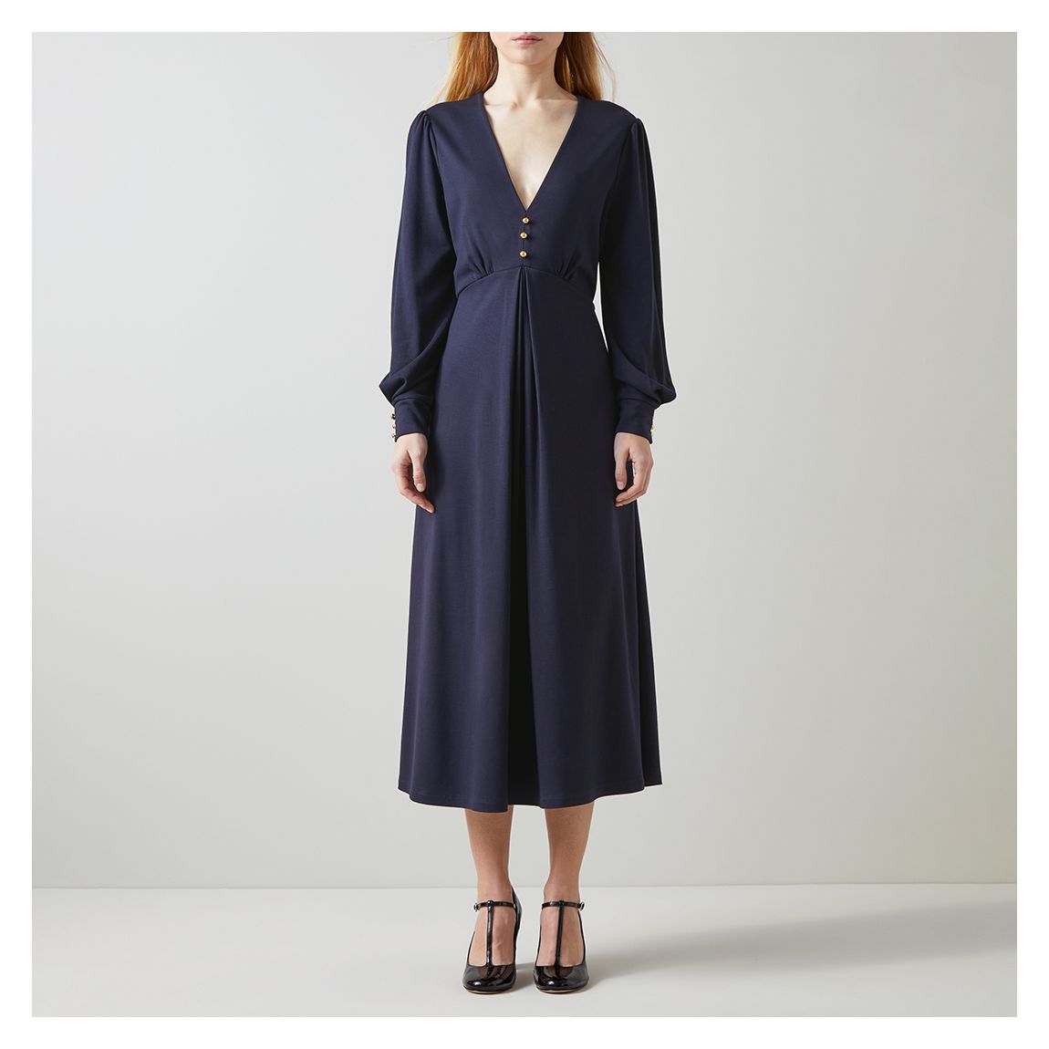 Navy V-neck Dress main product photo