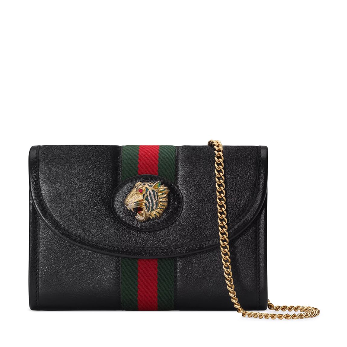 Gucci Black Rajah Mini Leather Shoulder Bag main product photo