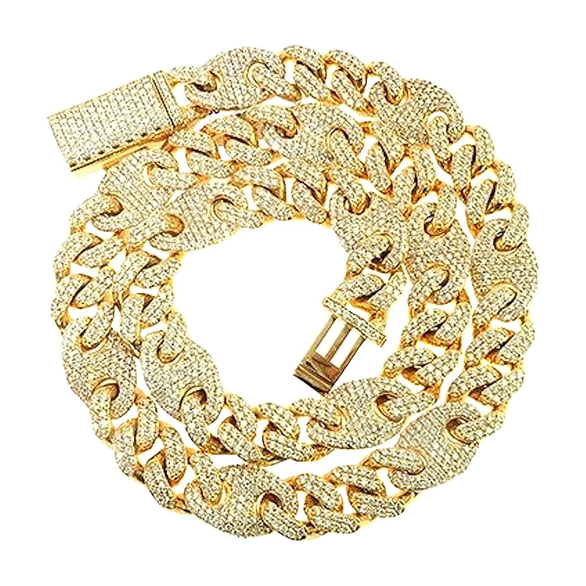 18K Gold Fancy Link Cz Necklace main product photo