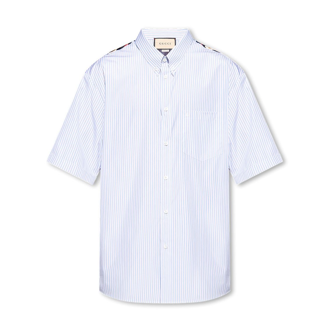 Men's White/Blue Stripe Cotton Shirt main product photo