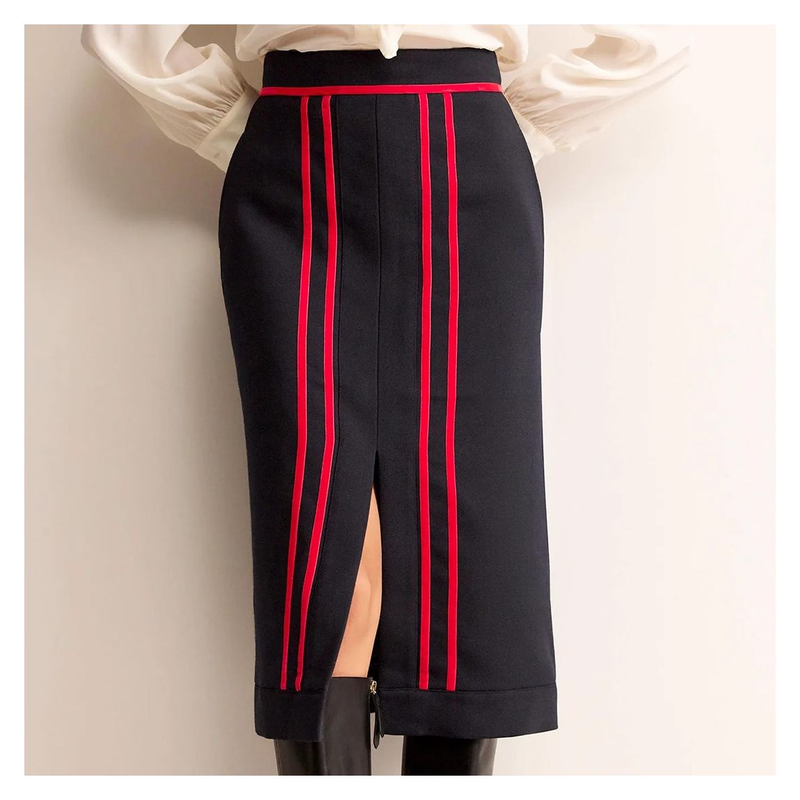 Navy Cassandra Wool Blend Skirt main product photo