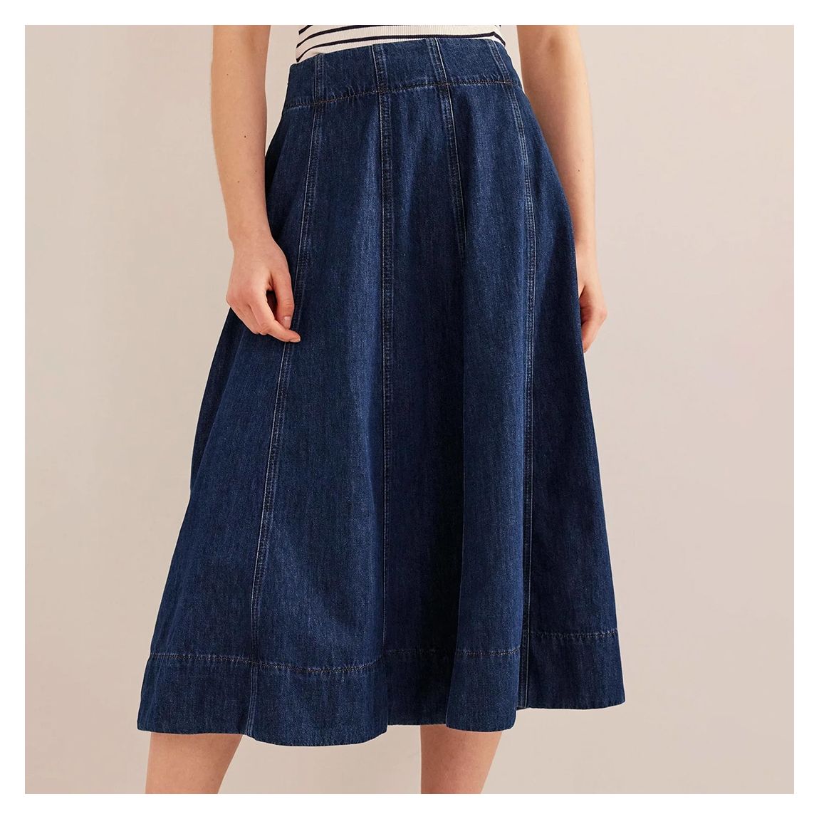 Navy Denim Cotton Skirt main product photo