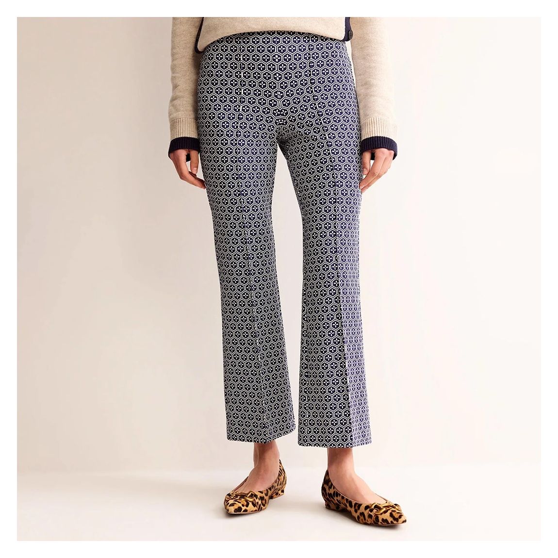 Navy Ponte Kick Flare Trousers main product photo