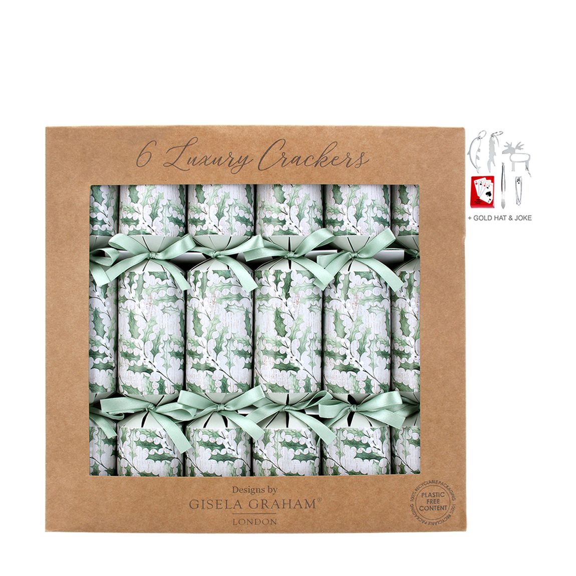 Set Of 6 Holly/White Berries Crackers main product photo