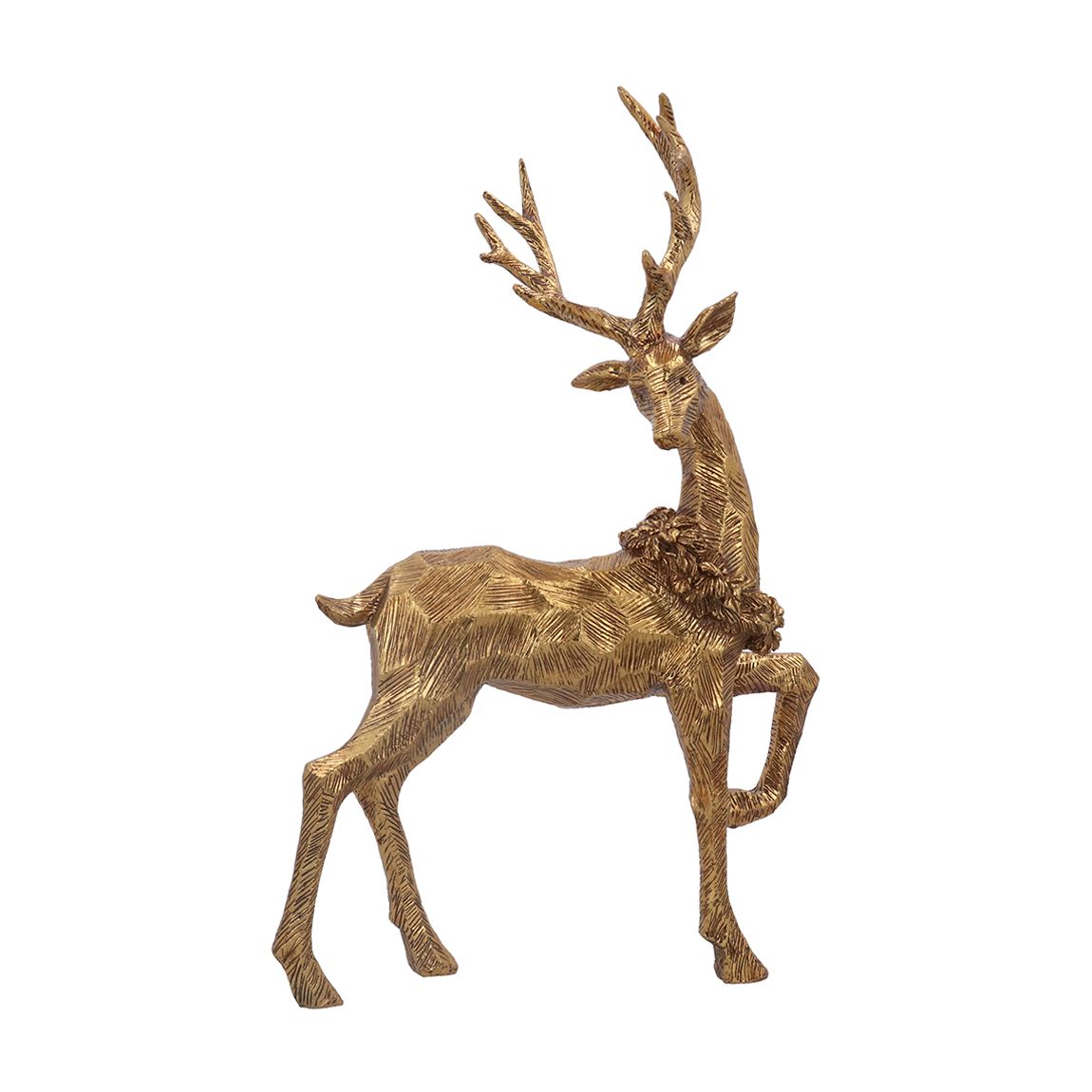 Gold Resin Stag with Gold Wreath Ornament main product photo