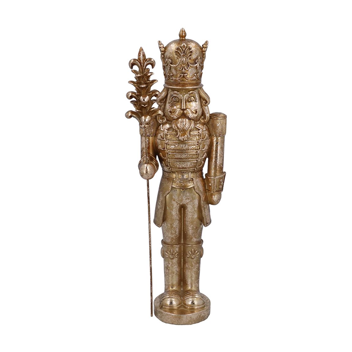 Gold Resin Nutcracker Ornament with Staff main product photo