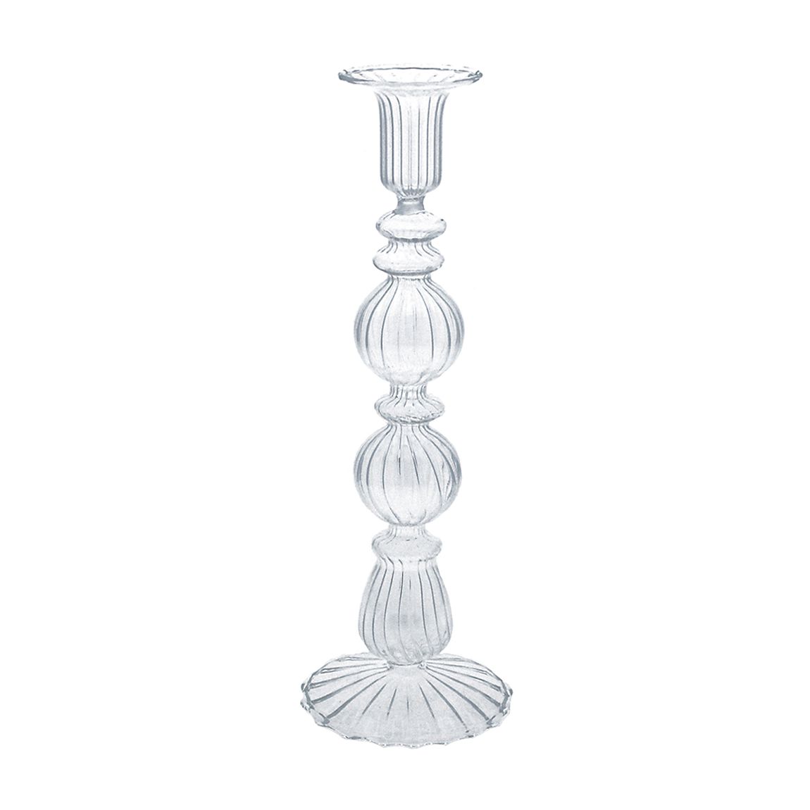 Clear Double Ball Glass Candlestick main product photo