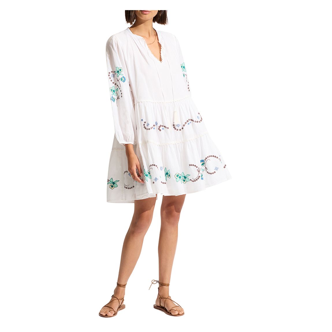 White Eden Embroidery Tier Dress main product photo