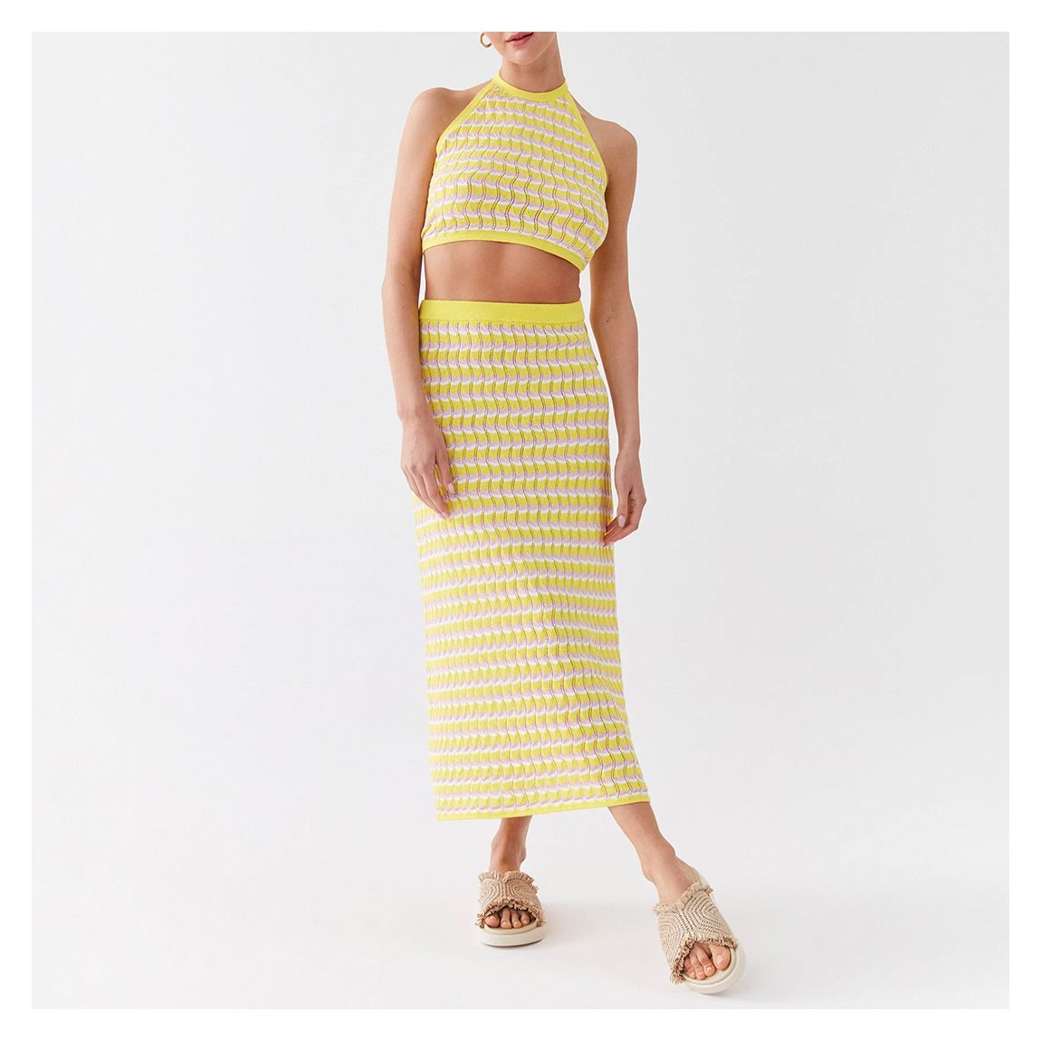 Citron Pointelle Knit Skirt main product photo