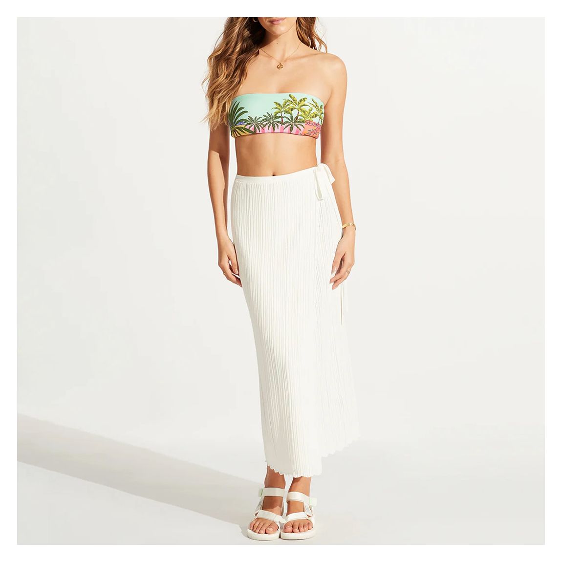 White Crochet Wrap Skirt main product photo