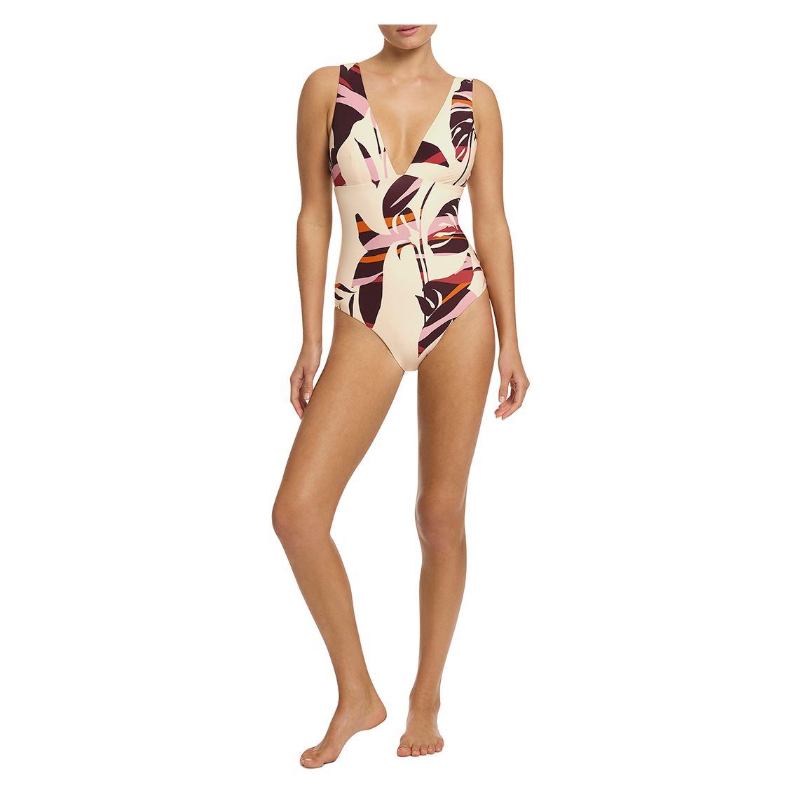 Multi Port Shadow Palm Plunge One Piece Swimsuit main product photo