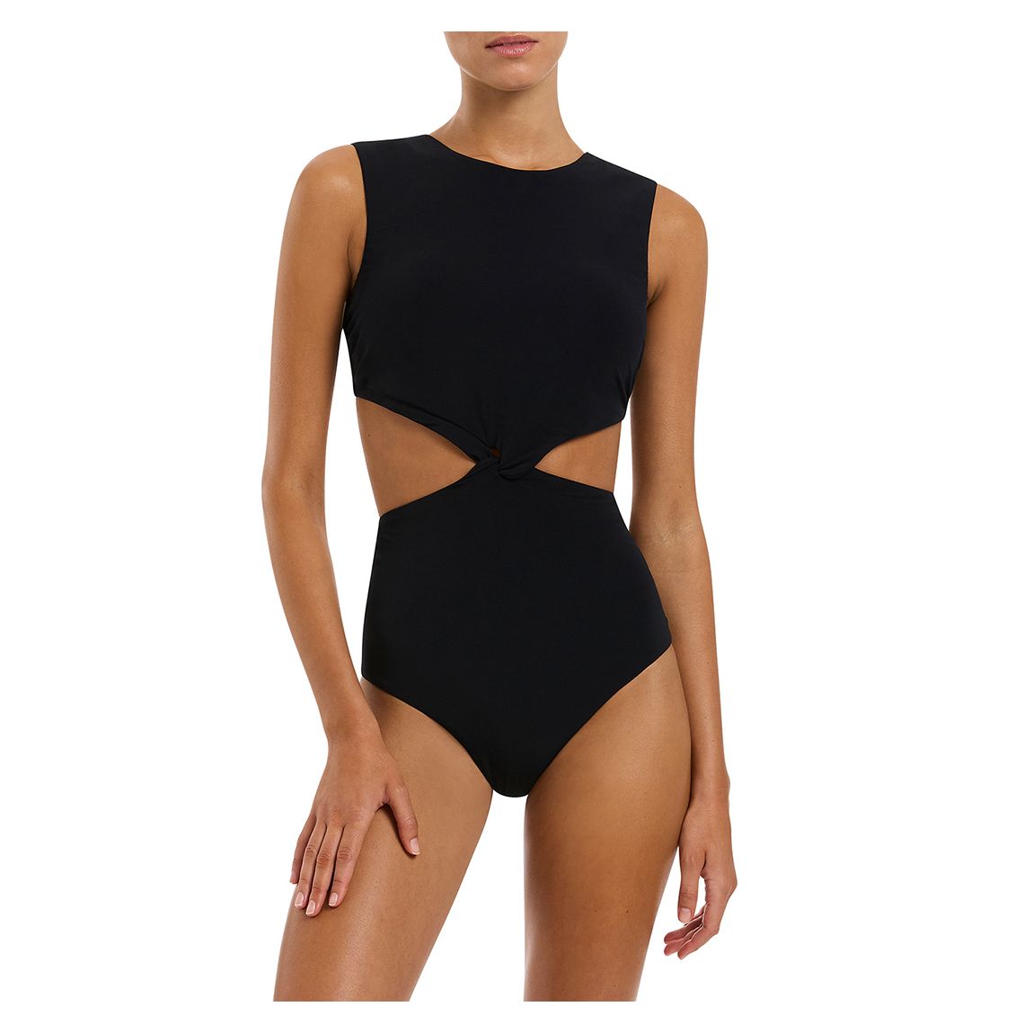 Black Finelines Twist Tank One Piece Swimsuit main product photo
