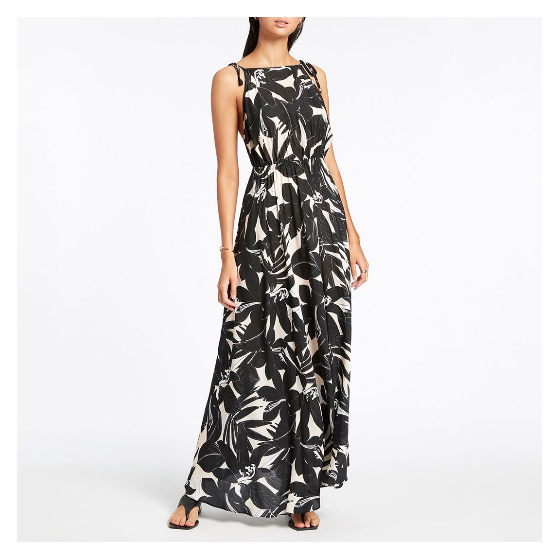Black Floreale Backless Maxi Dress main product photo