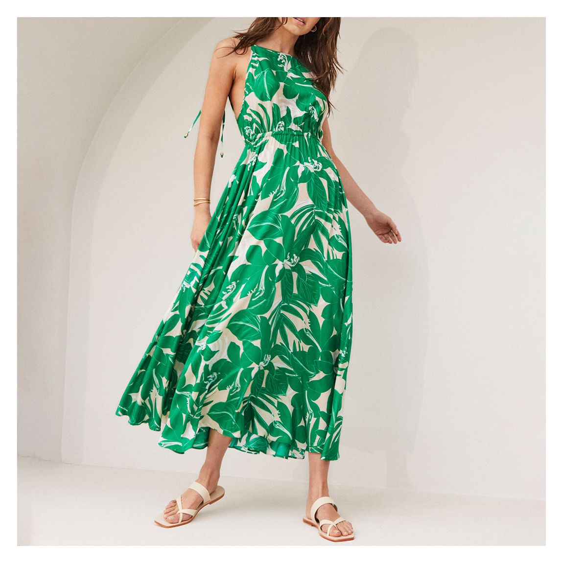 Green Floreale Backless Maxi Dress main product photo