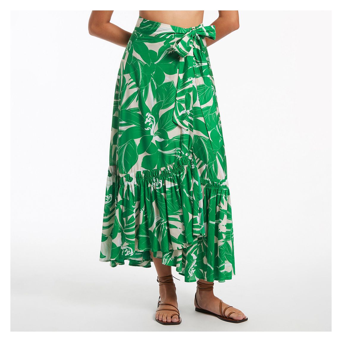 Green Floreale Ruffle Wrap Skirt main product photo