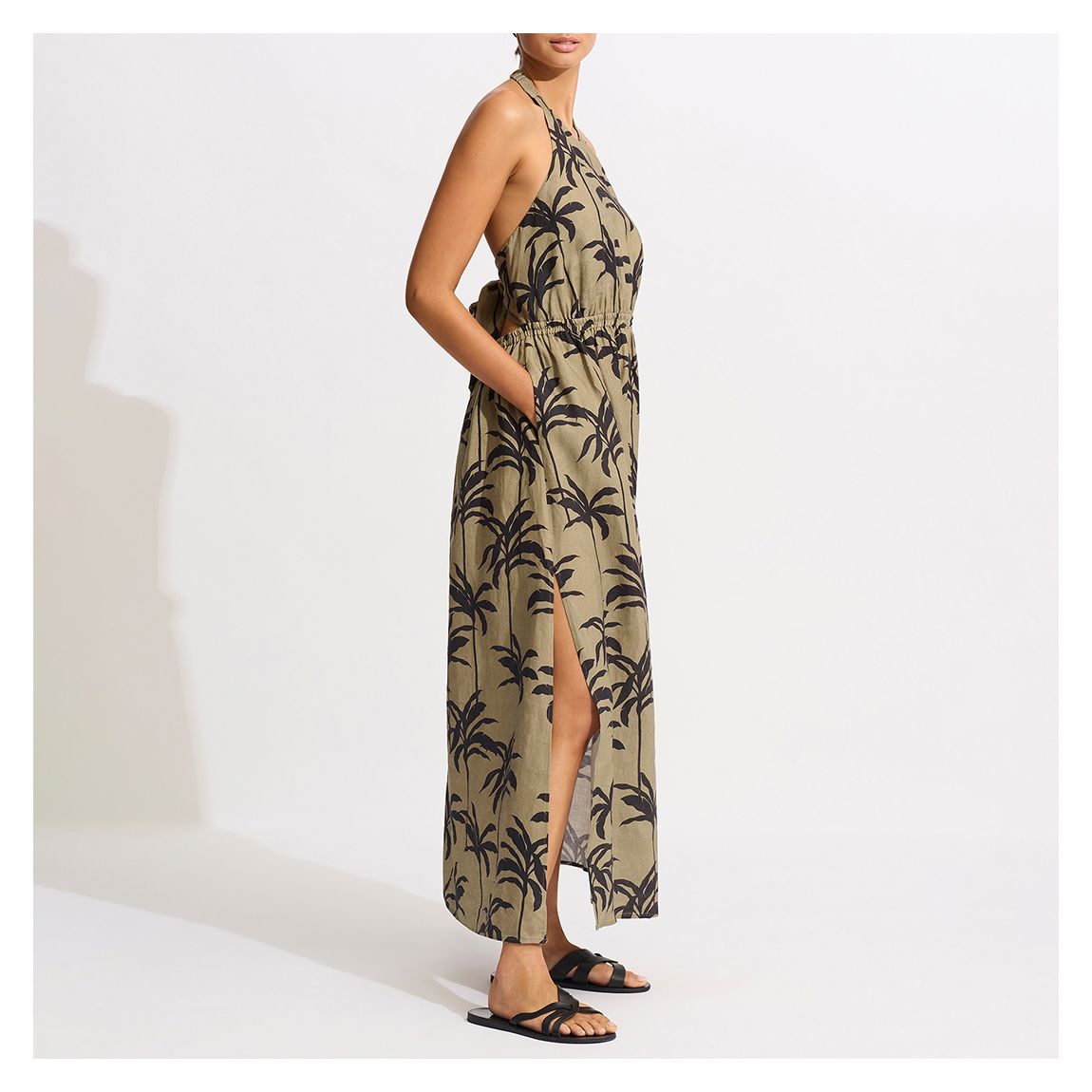 Green Palme Tie Back Maxi Dress main product photo