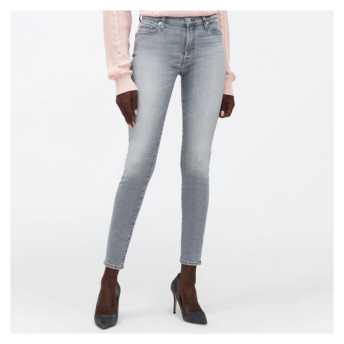 Grey High Waisted Skinny Stretch Jeans main product photo