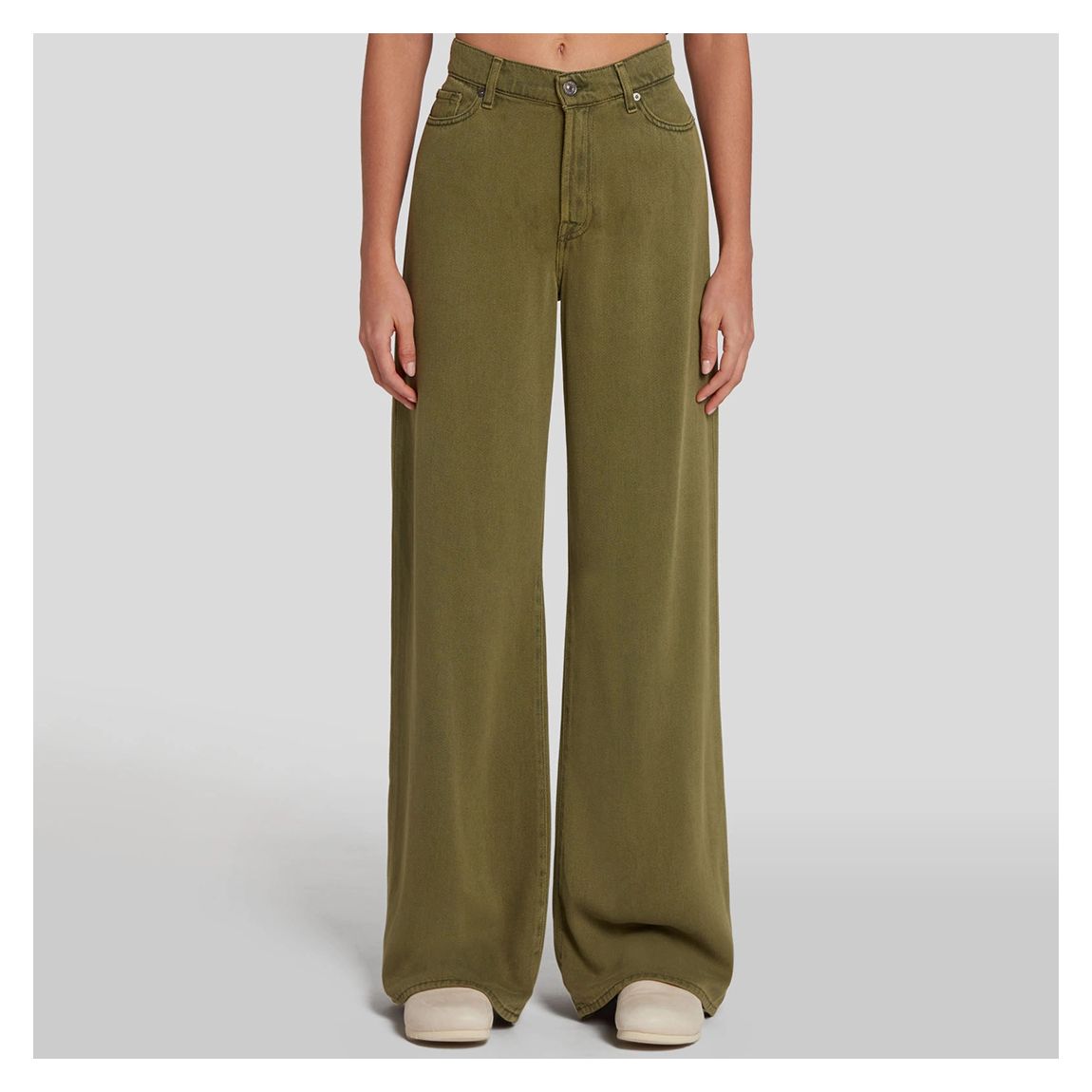 Dark Green Wide Leg Jeans main product photo