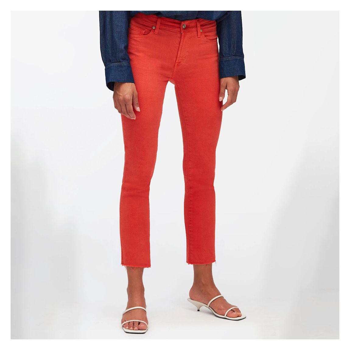 Orange Roxanne Raw Hem Stretch Jeans main product photo