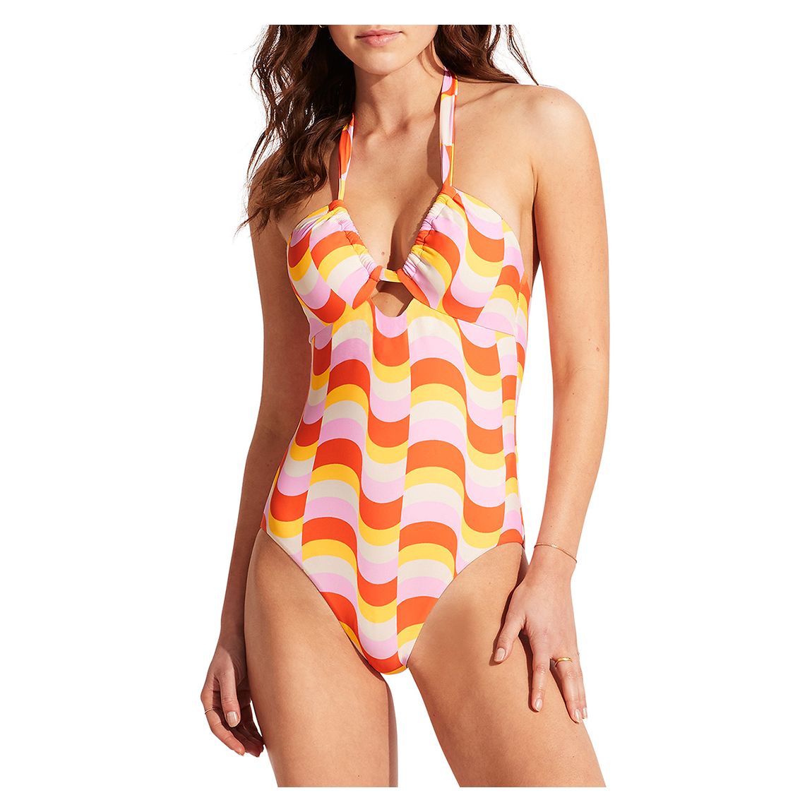 Mandarin Drawstring Halter One Piece main product photo