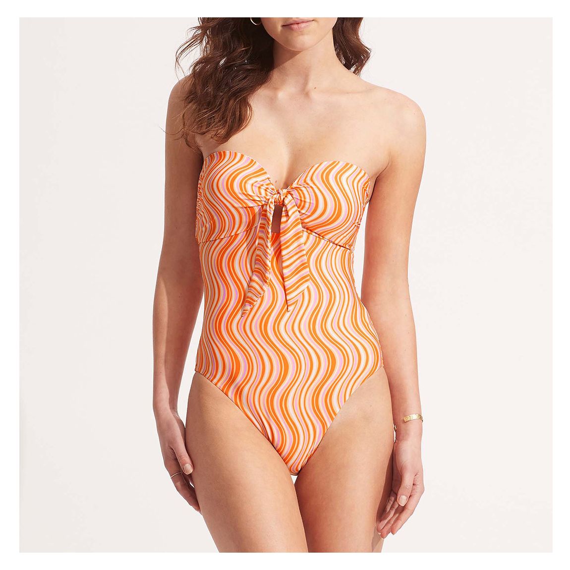 Mandarin Twist Tie Front One Piece main product photo