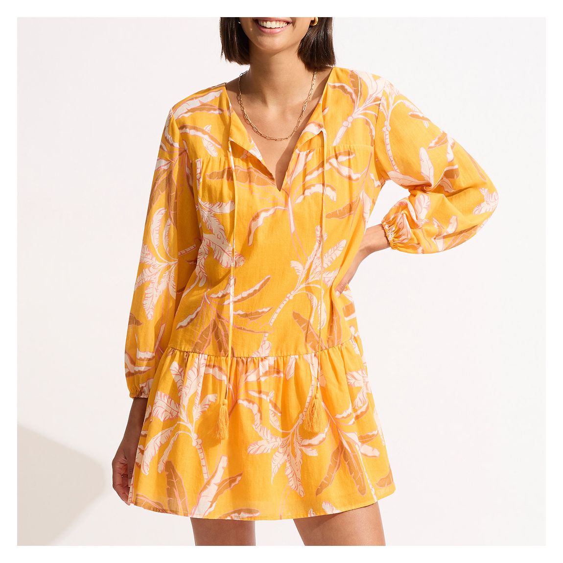 Multi Palm Paradise Tier Dress main product photo