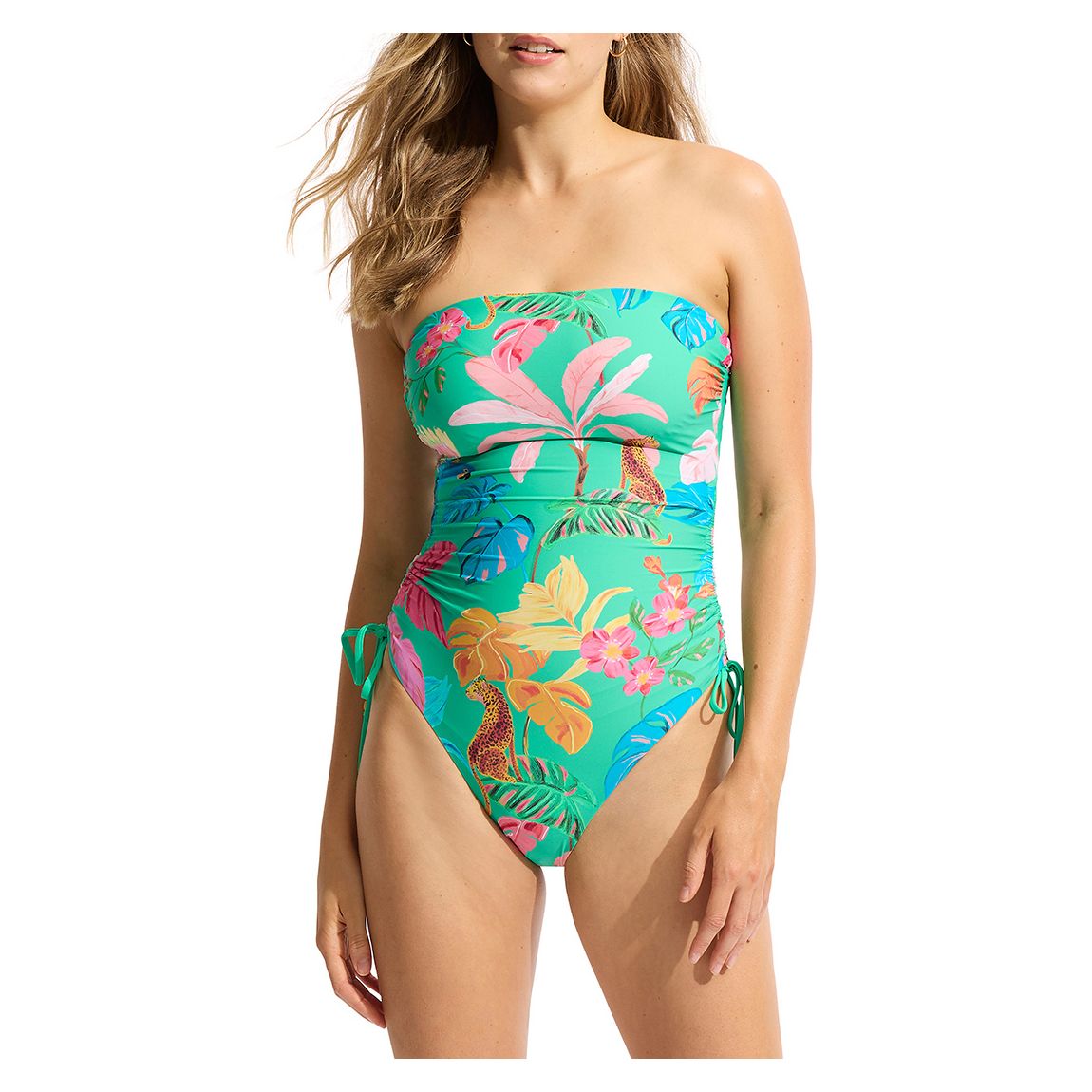 Green Dd Drawstring Bandeau Onepiece main product photo