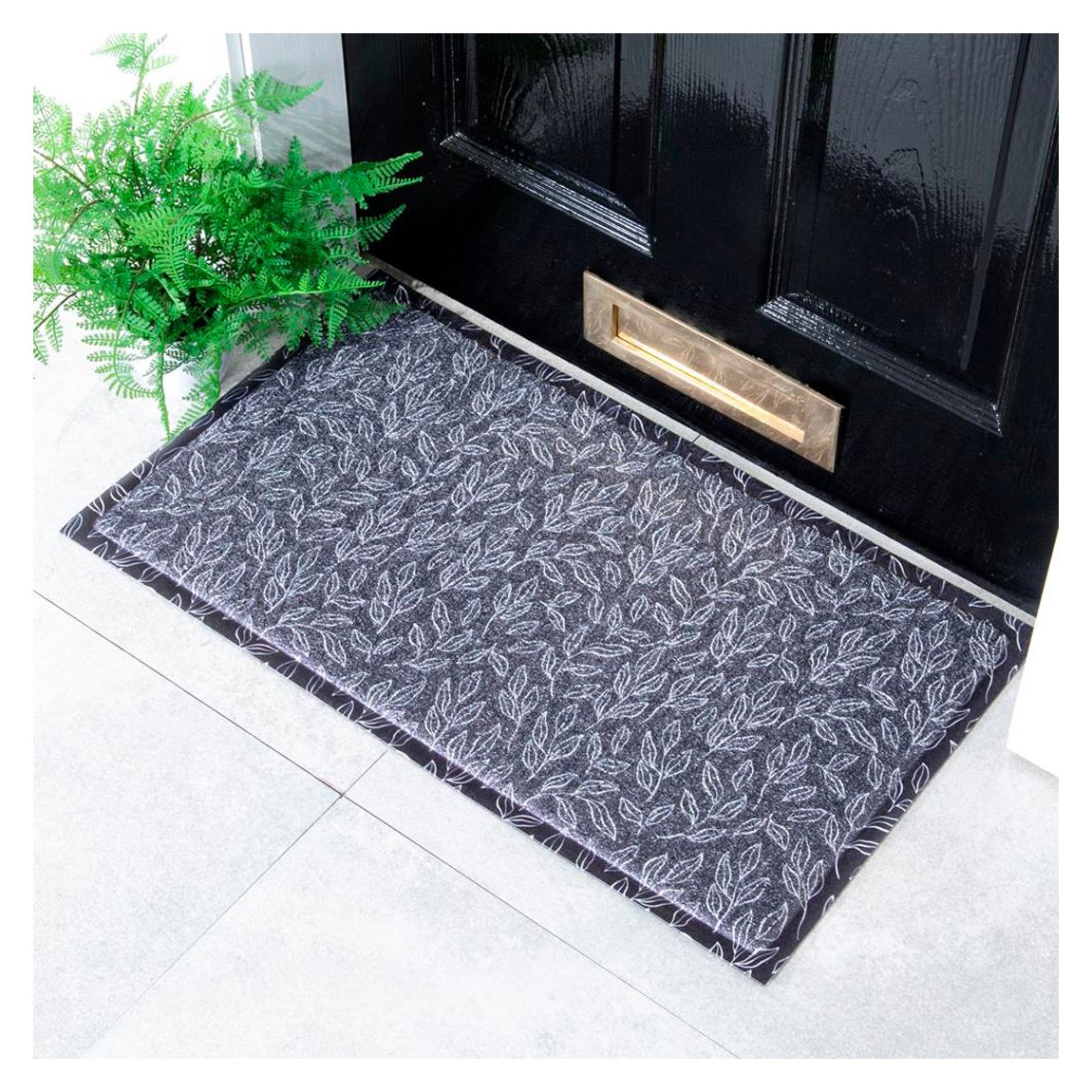 Navy Leaf Pattern Doormat (70 x 40cm) main product photo