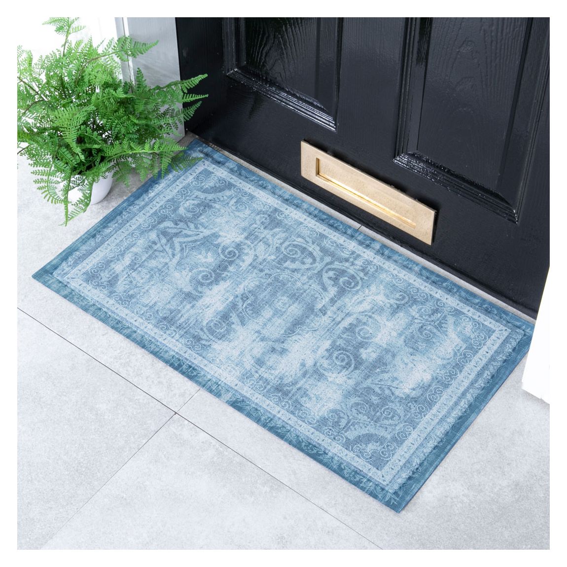 Faded Blue Persian Style Indoor & Outdoor Doormat - 70x40cm main product photo