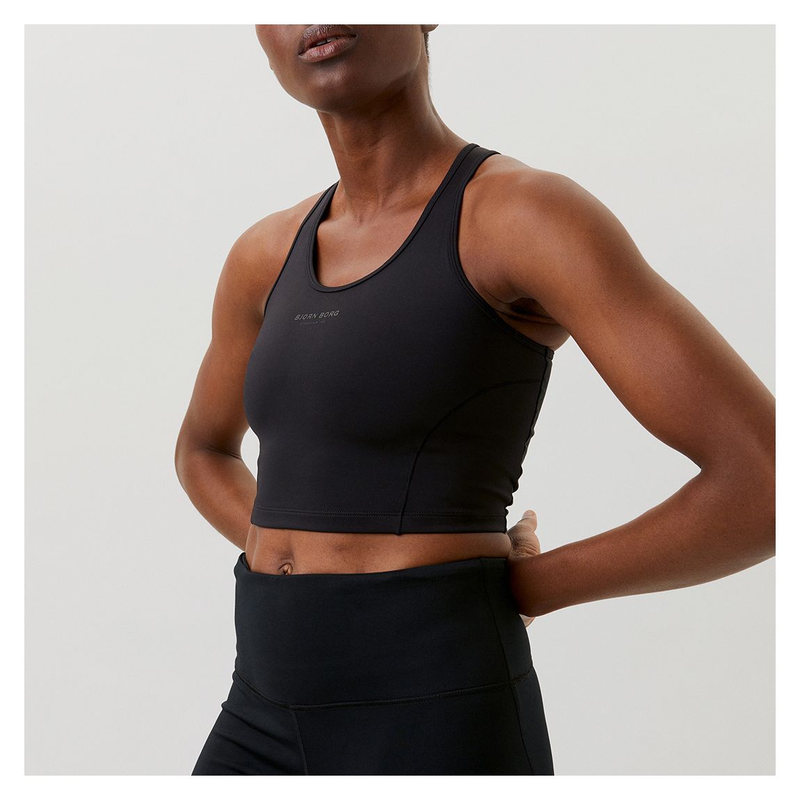 Black Seamless Cropped Vest Top main product photo