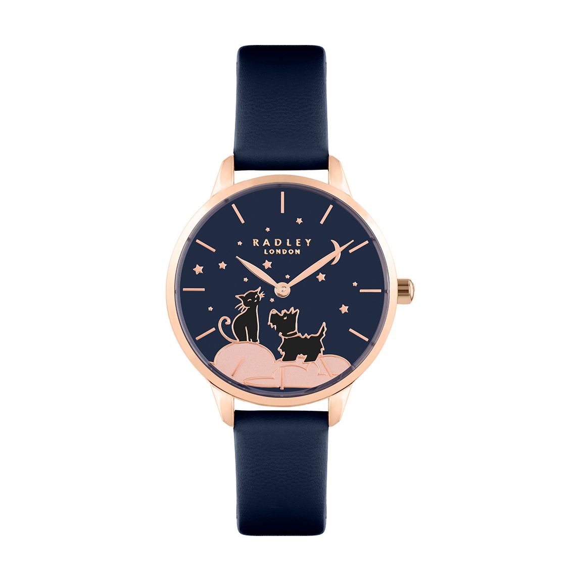Navy Sustainable Strap with Dog and Cat Dial Watch main product photo