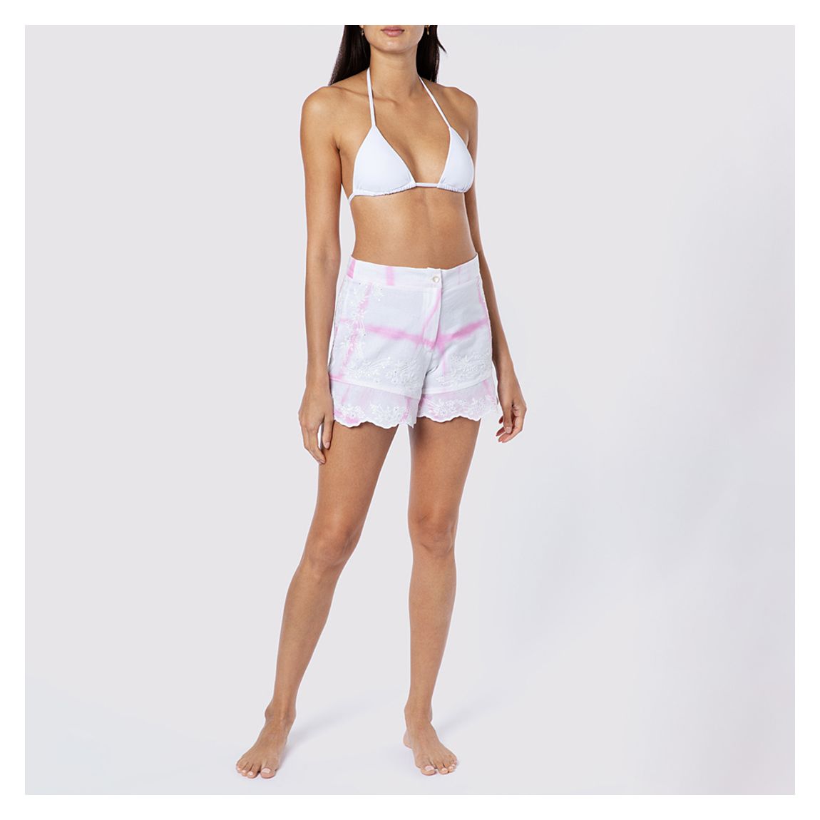White and Pink Embro Shorts main product photo
