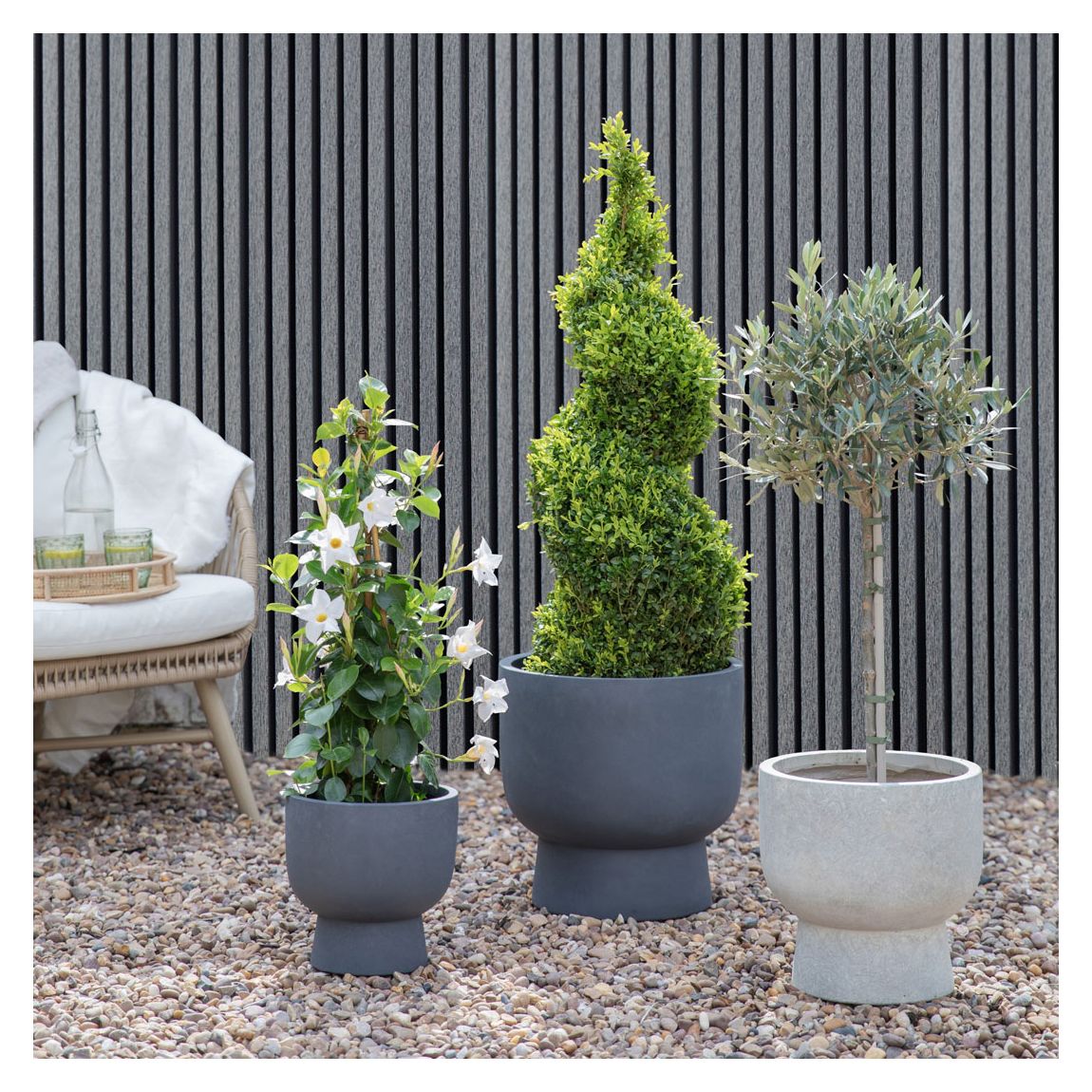 Outdoor Dallas Grey Footed Planter Set of 3 main product photo