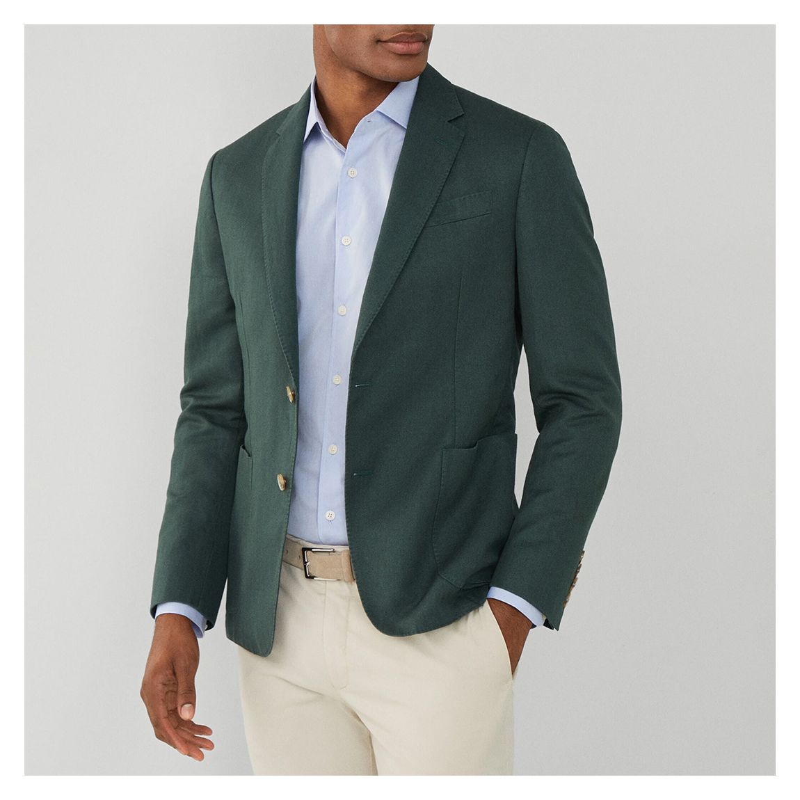 Green Herringbone Linen Blend Blazer main product photo