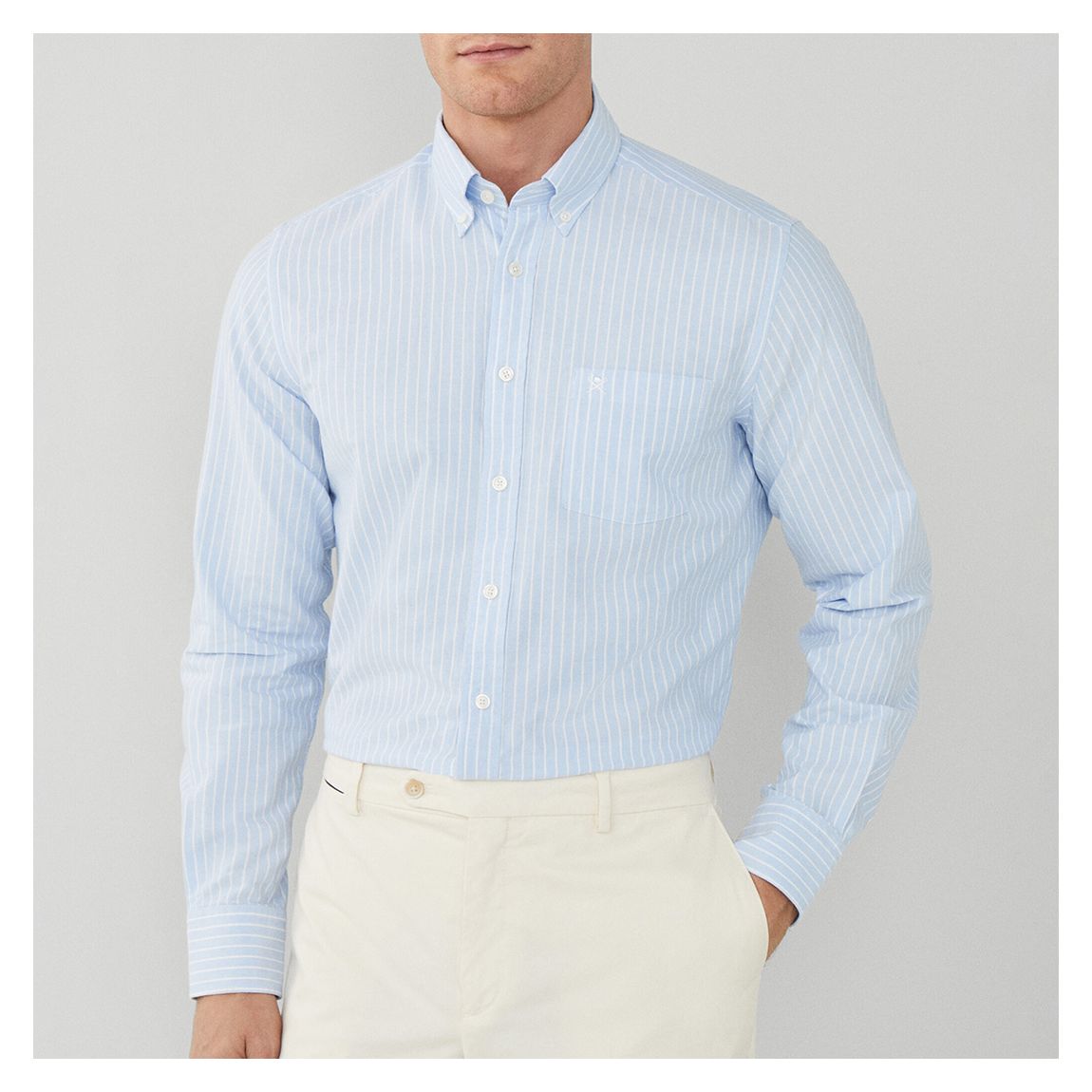 Blue Stripe Slim Fit Cotton Shirt main product photo